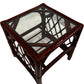 Rattan Wicker Glass Top Side Table with Lower Shelf (Pre-Loved)