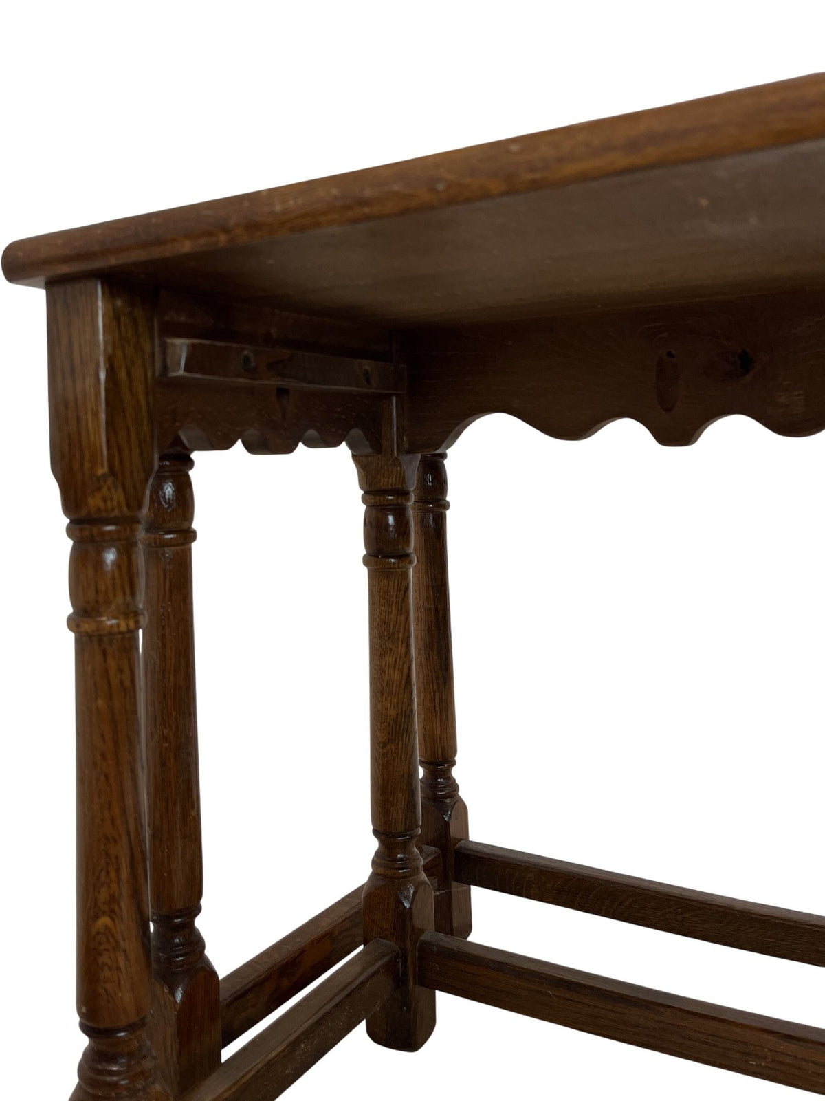 Vintage Nesting Table Set Solid Wood Brown Turned Legs (Pre-Loved)