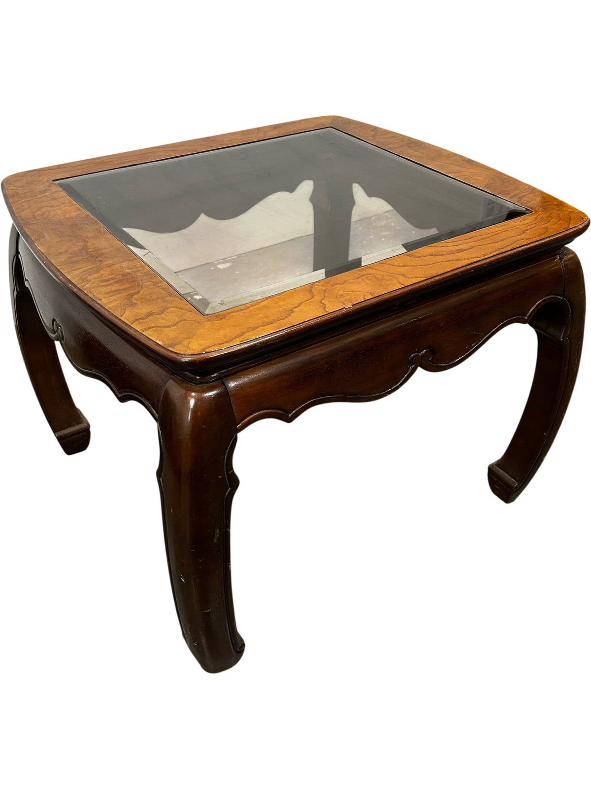 Antique Wooden Coffee Table with Glass Top (Pre-Loved)