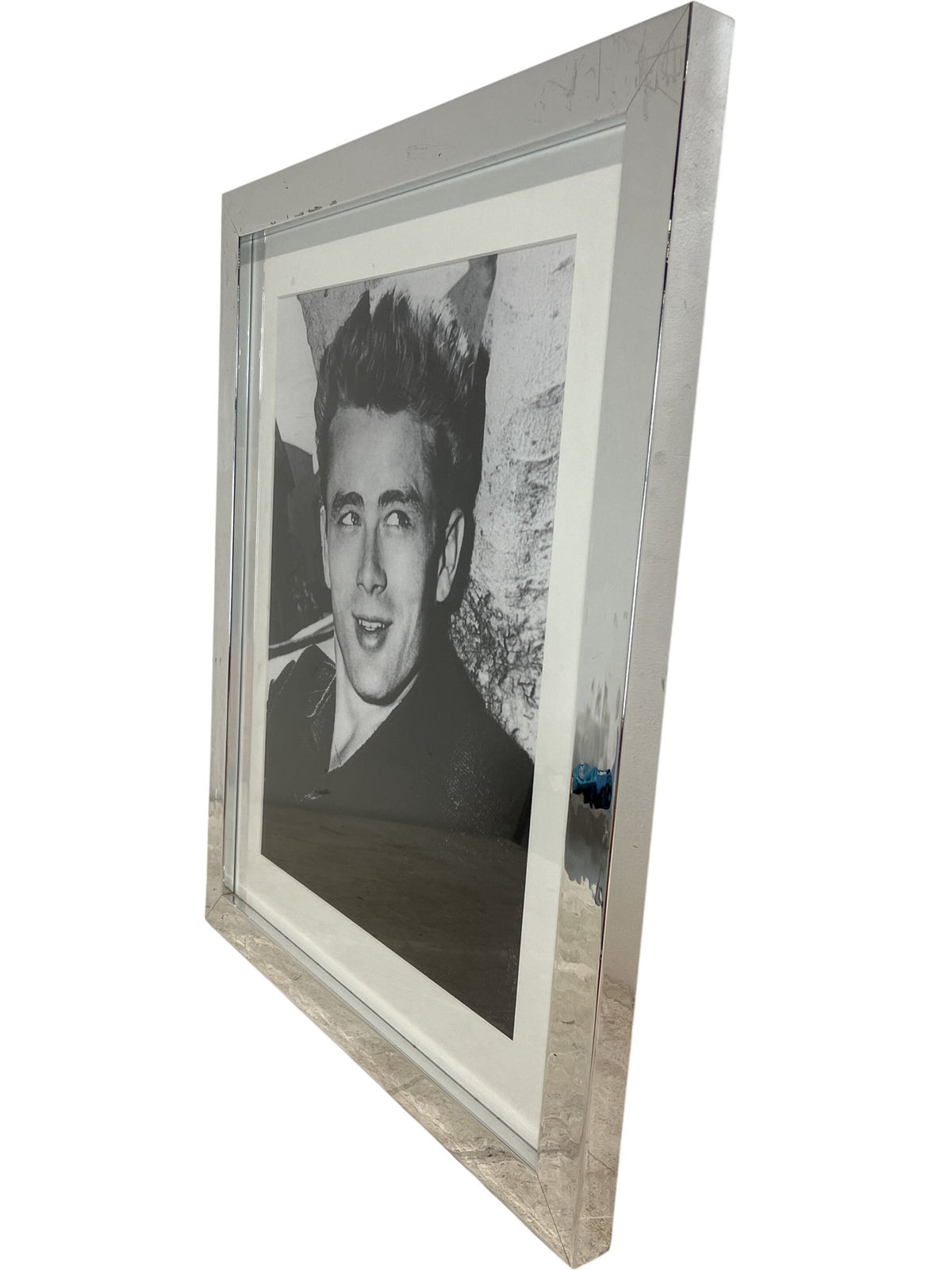 Classic Black & White James Dean Silver Framed Portrait Photograph (Pre-Loved)
