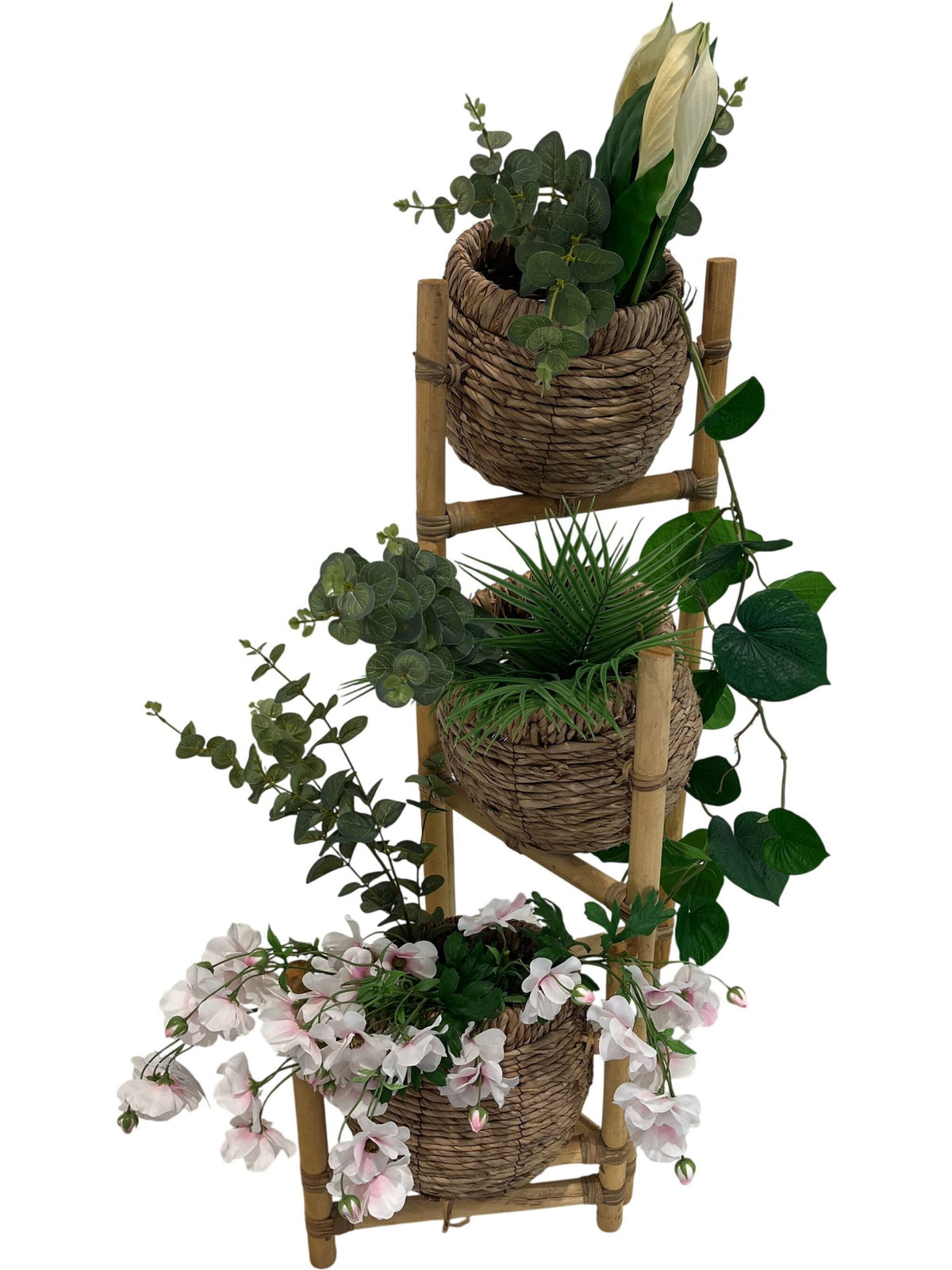 Tiered Bamboo Plant Stand Woven Baskets (Pre-Loved)