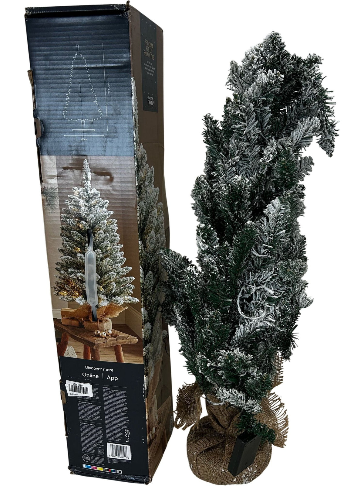 George Home 3ft Pre-Lit Snowy Christmas Tree 30 Warm White LEDs (Pre-Loved)