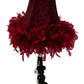 Red Feather Decorative Table Lamp with Ornate Base (Pre-Loved)