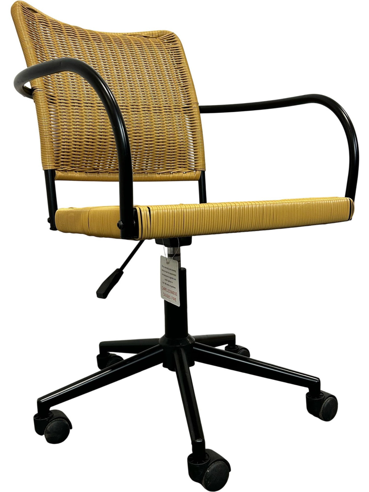Rattan Office Chair with Black Metal Frame (Pre-Loved)