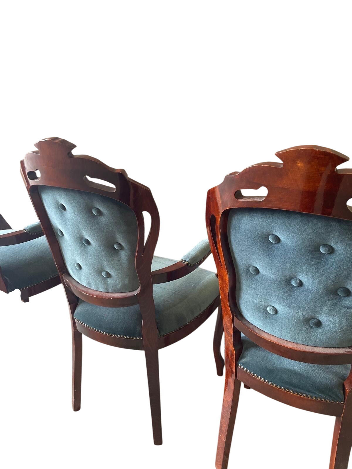 Set of 4 Vintage Dining Room Chairs Blue Upholstered (Pre-Loved)