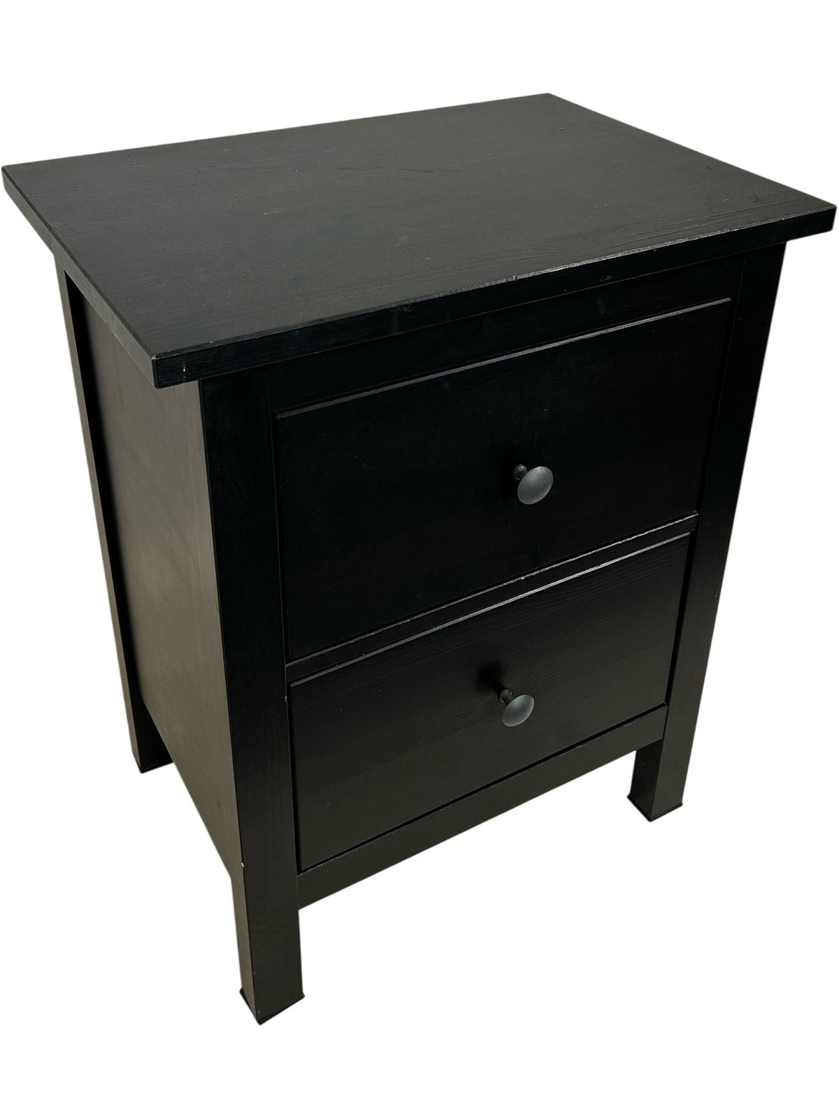 Black 2 Drawer Bedside Table Nightstand Bedroom Storage Cabinet (Pre-Loved)