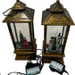 Notcutts Santa & Snowman Glitter Water Spinner LED Lanterns Set of 2 (Pre-Loved)