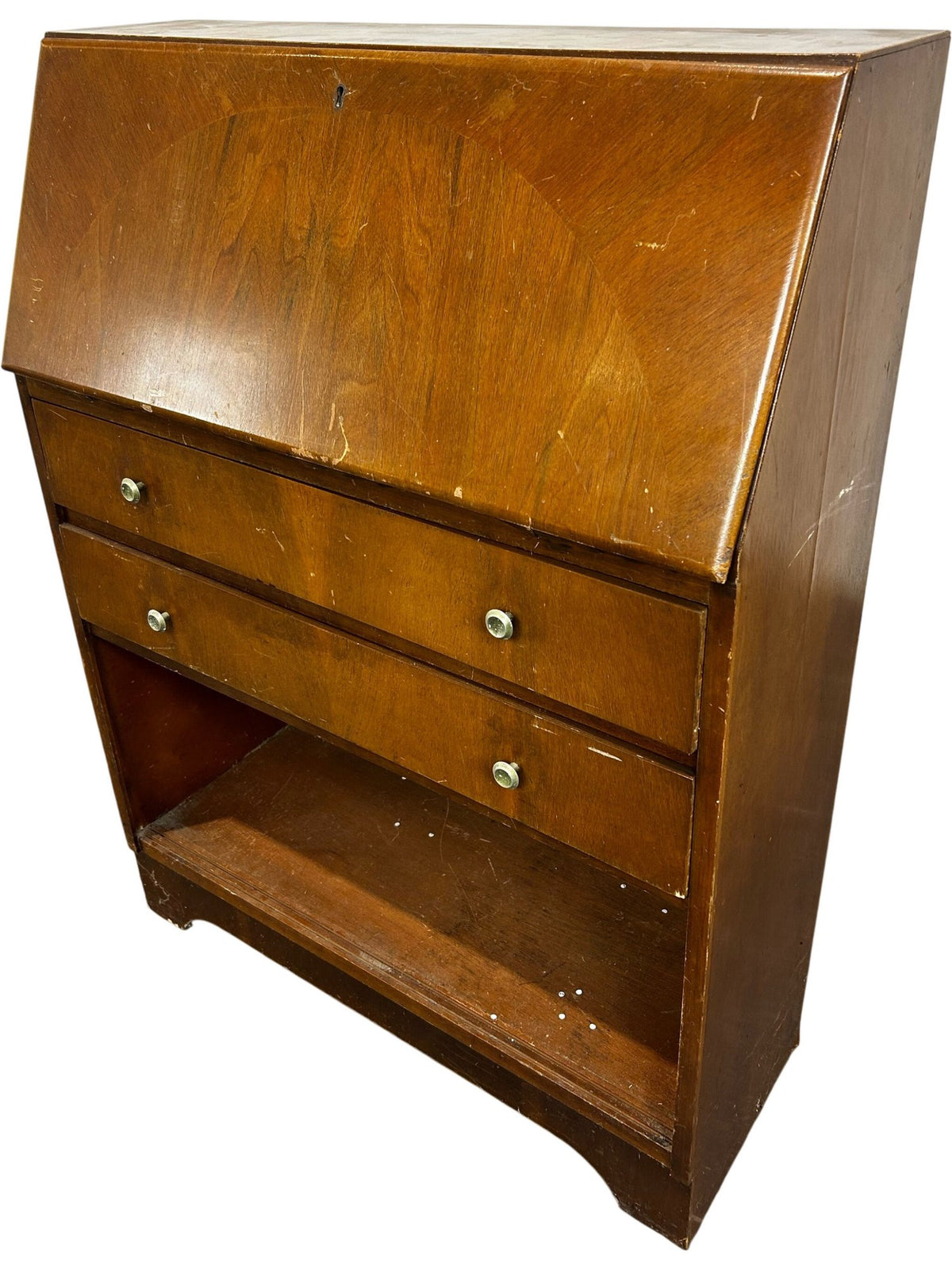 Wooden Drop-Front Writing Bureau with Drawers & Shelf (Pre-Loved)