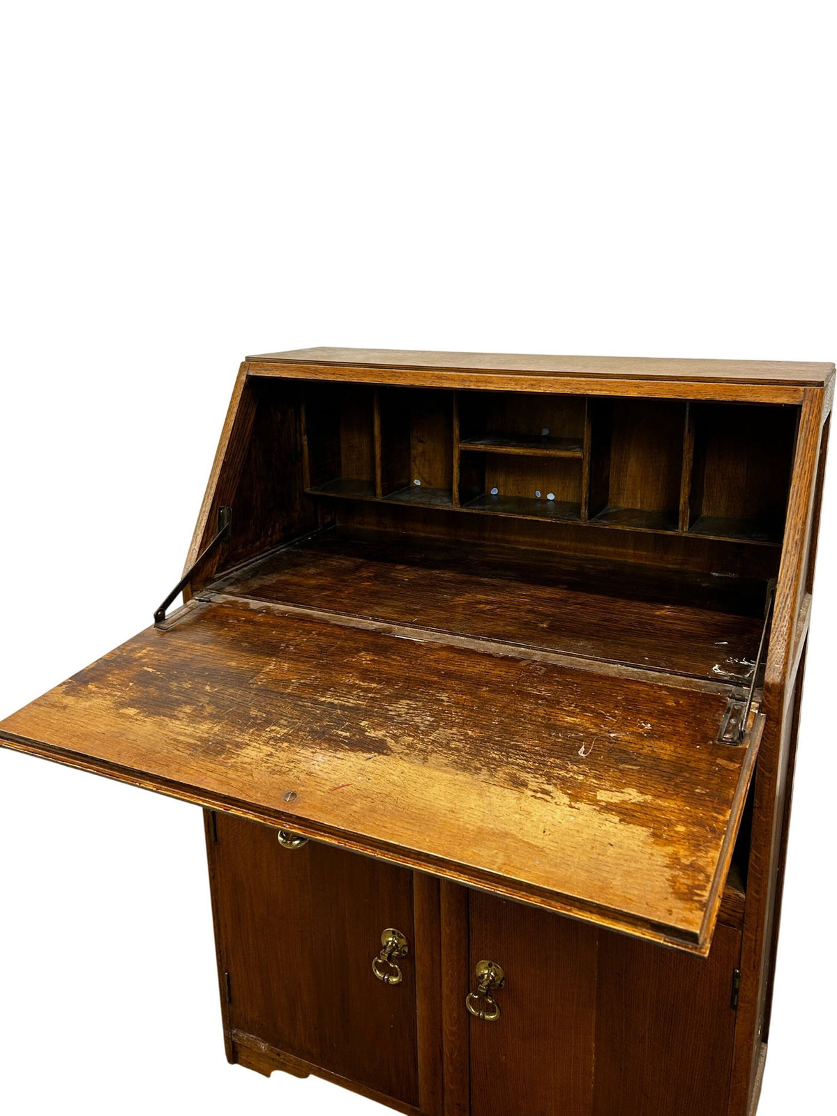 Traditional Wooden Drop-Front Writing Bureau with Cupboard & Shelf (Pre-Loved)