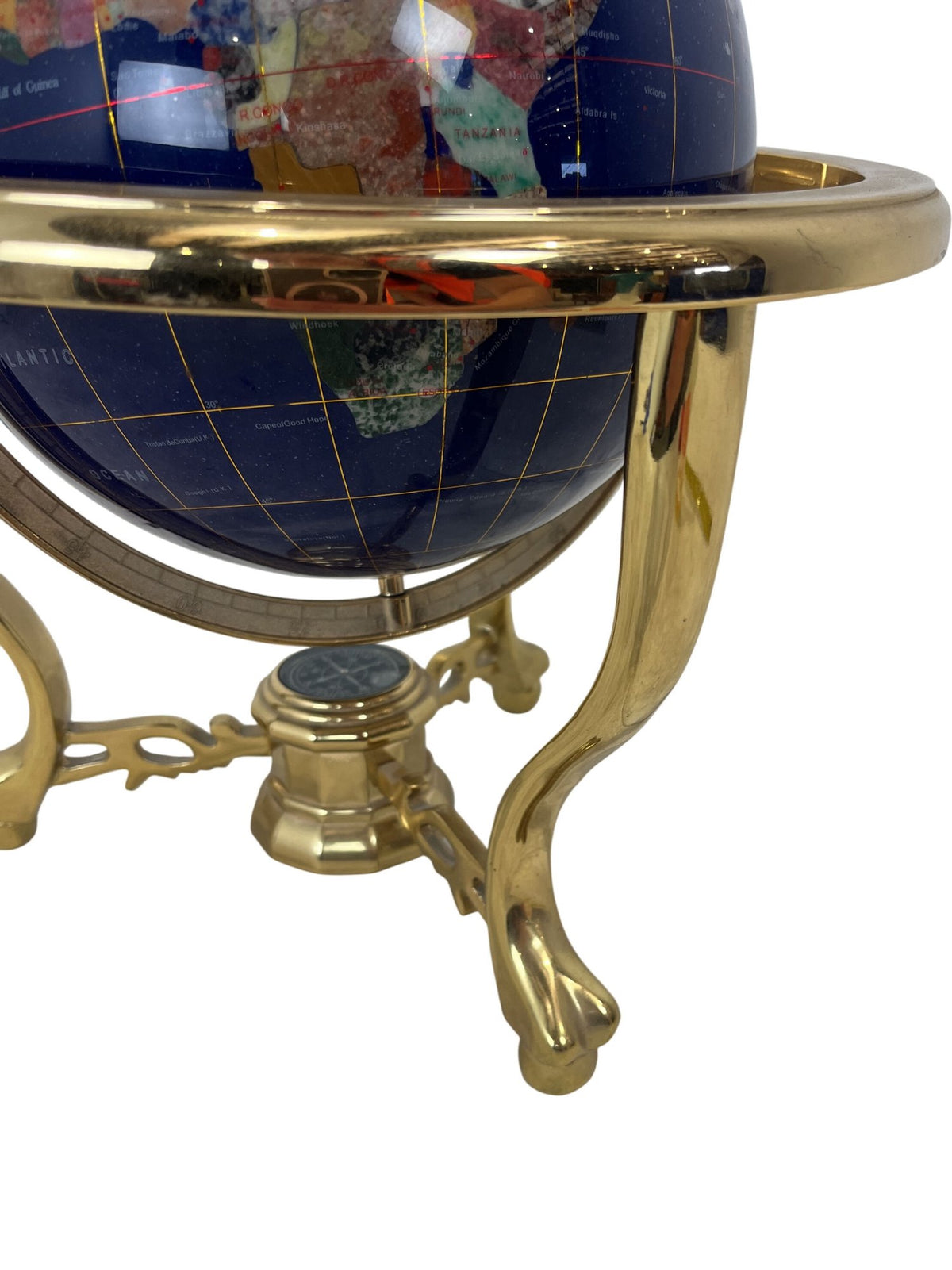 Vintage Mother Of Pearl Style Semi-Precious Gemstone Tabletop Globe (Pre-Loved)