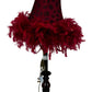 Red Feather Decorative Table Lamp with Ornate Base (Pre-Loved)