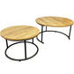Round Coffee Table Set Black Metal Legs Wooden Top (Pre-Loved)
