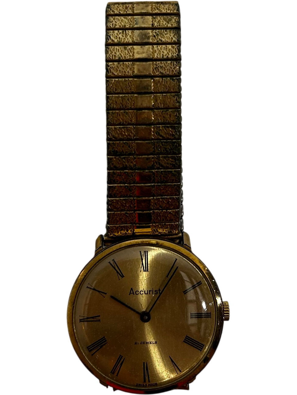 Accurist 21 Jewels Men’s Wristwatch Gold Tone Expandable Bracelet (Pre-Loved)
