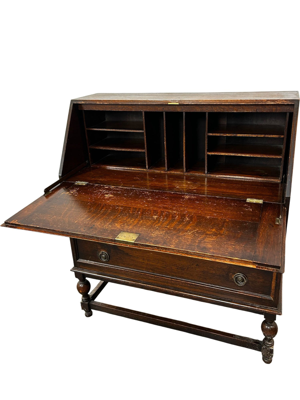 Vintage Drop Front Bureau Writing Desk with Drawers (Pre-Loved)