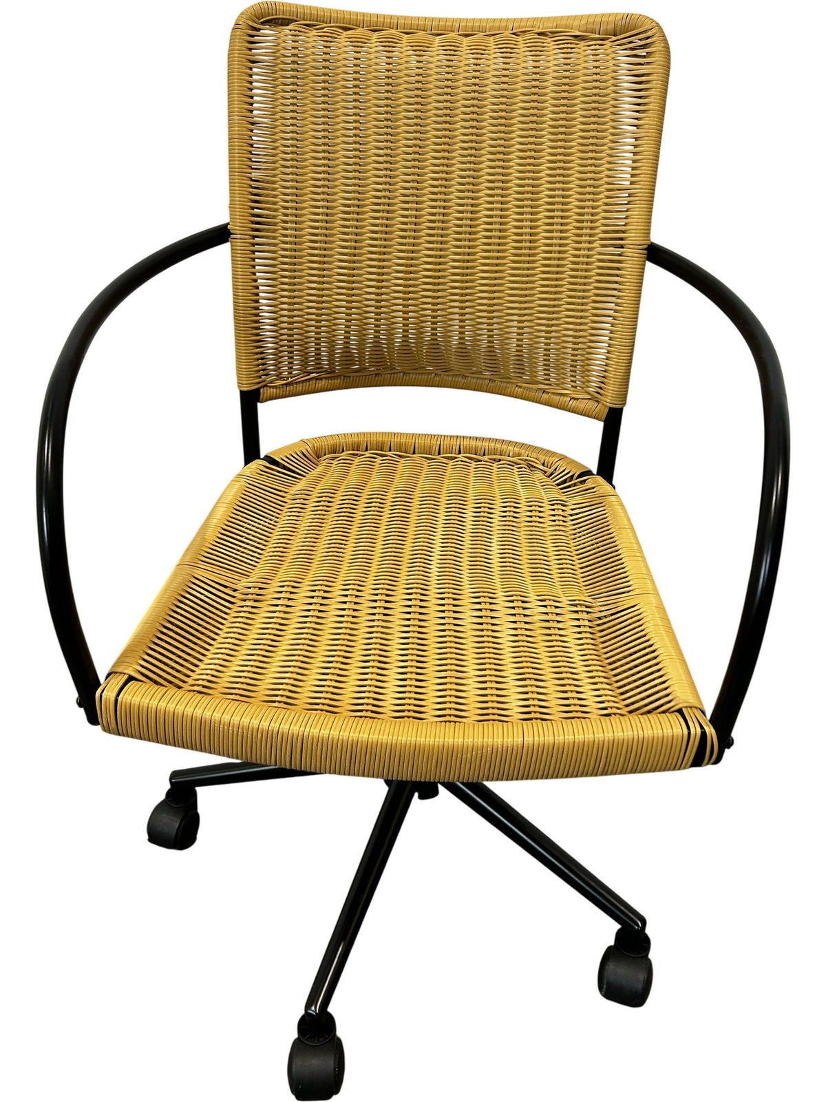 Rattan Office Chair with Black Metal Frame (Pre-Loved)