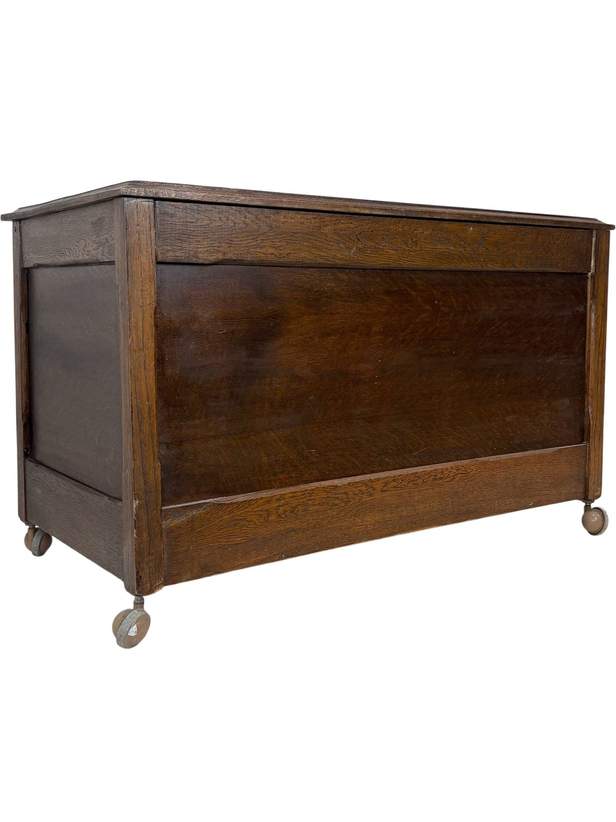 Antique Wooden Storage Chest on Casters with Hinged Lid (Pre-Loved)