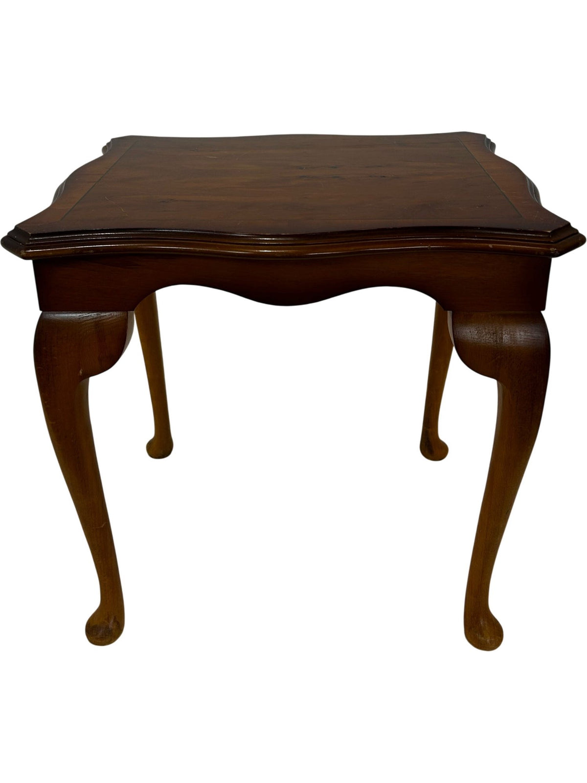 Vintage Wooden Side Table Queen Anne Style Curved Legs Brown (Pre-Loved)
