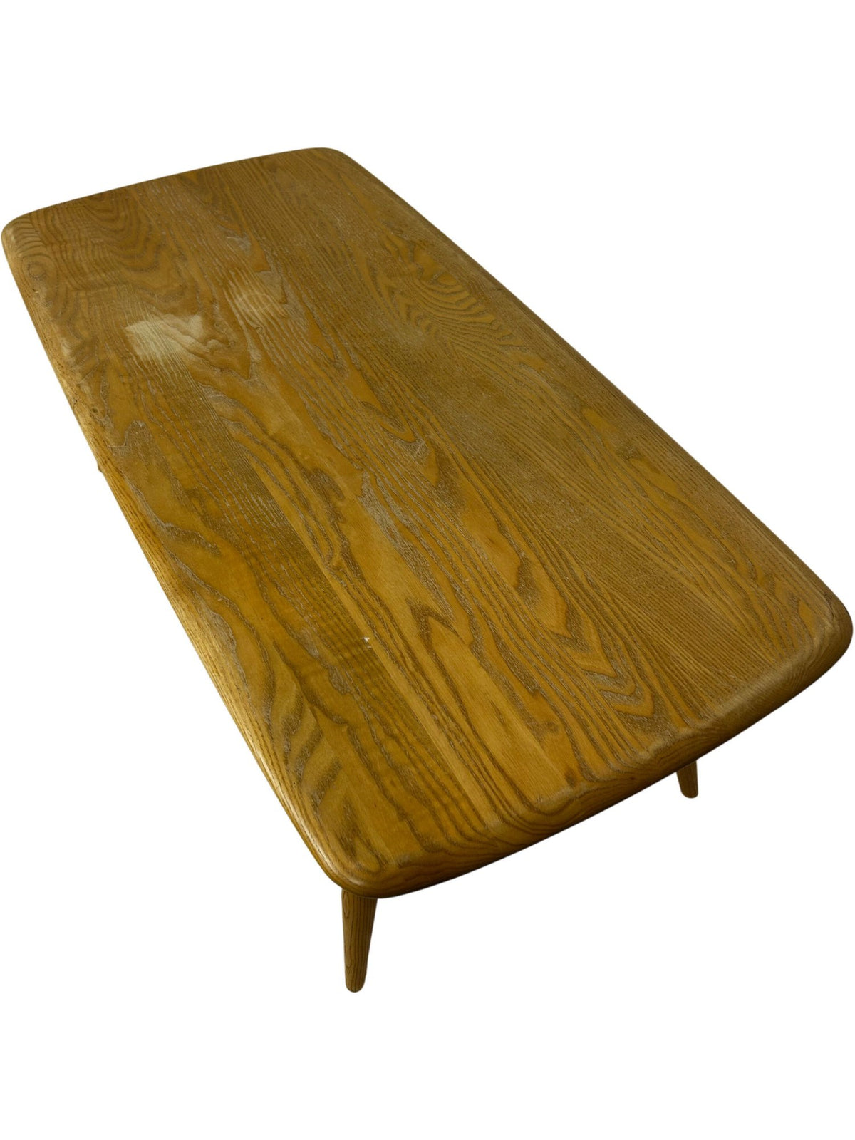 Mid Century Style Light Wood Coffee Table Slatted Shelf 104cm (Pre-Loved)