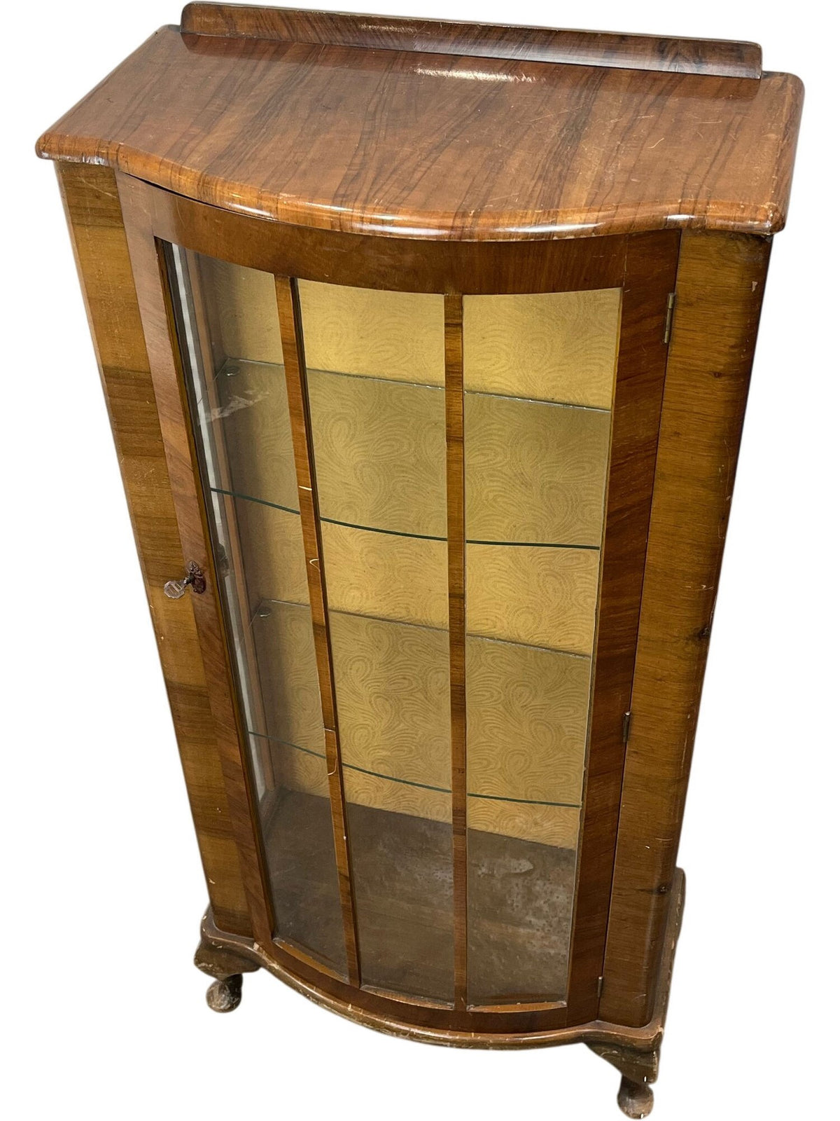 Vintage Bowfront Walnut Display Cabinet (Pre-Loved)