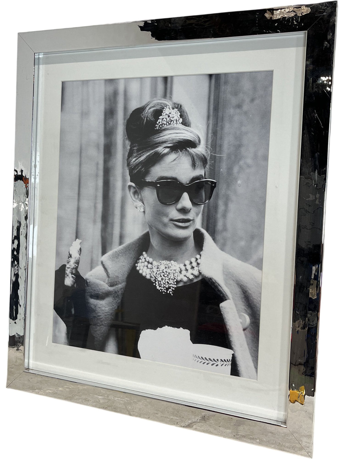 Classic Black & White Audrey Hepburn Silver Framed Photograph (Pre-Loved)