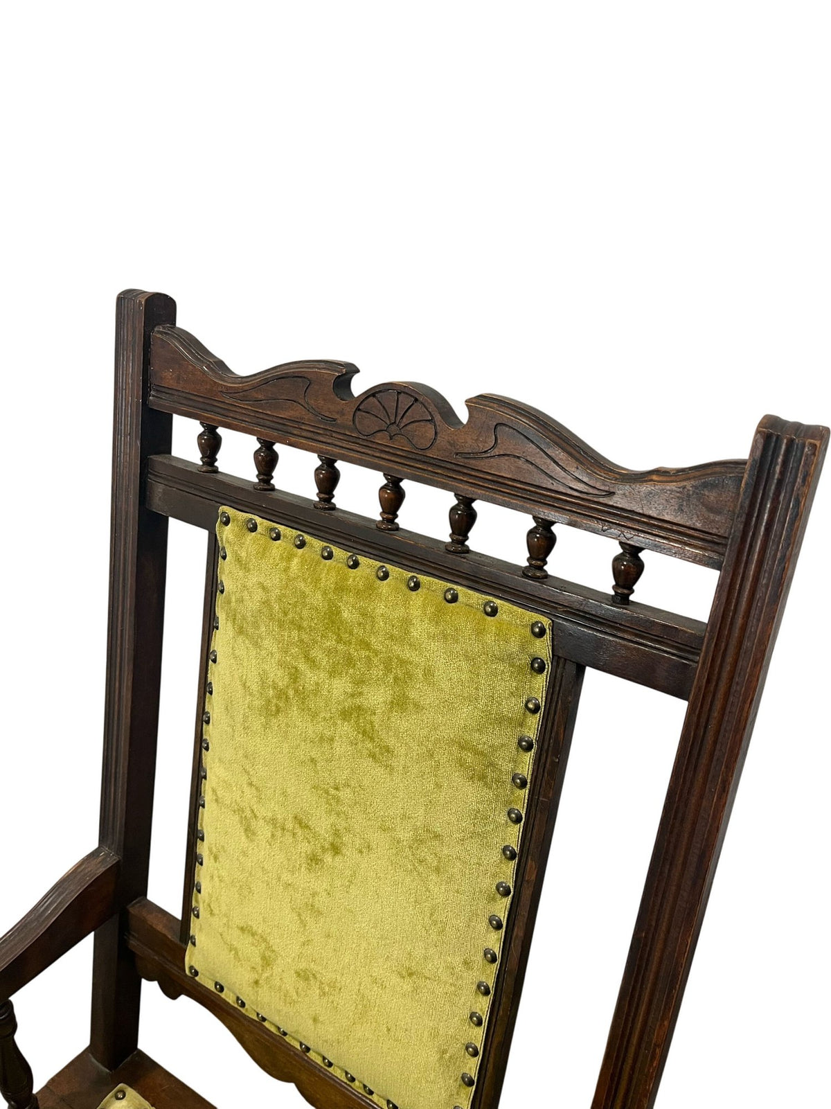 Vintage Wooden Rocking Chair with Green Upholstery (Pre-Loved)