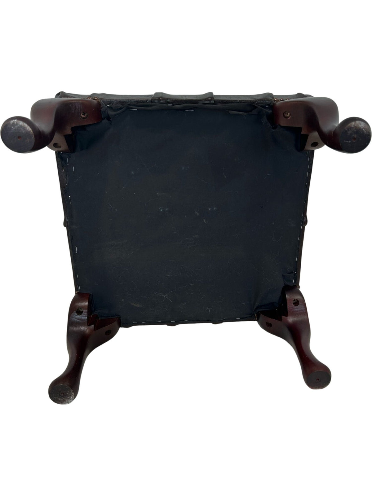 Dark Brown Tufted Footstool with Cabriole Legs (Pre-Loved)