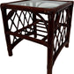 Rattan Wicker Glass Top Side Table with Lower Shelf (Pre-Loved)