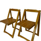Set of 2 Wooden Folding Chairs Slatted Seat Brown Compact (Pre-Loved)