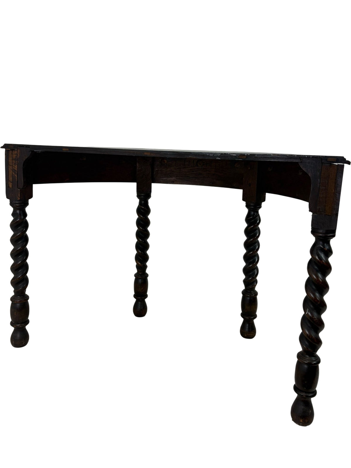 Antique Wooden Demi-Lune Table Barley Twist Legs (Pre-Loved)