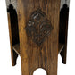 Hexagonal Carved Wooden Side Table with Lower Shelf Dark Oak Style (Pre-Loved)