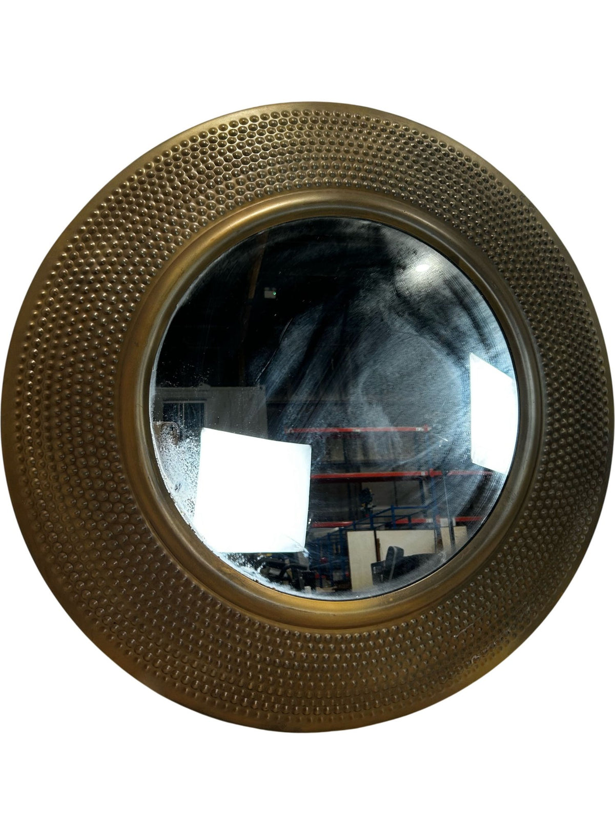 Round Gold Textured Decorative Wall Mirror 79cm Statement Design (Pre-Loved)