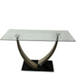 Glass Coffee Table Curved Metal Base Black Plinth Modern Living Room (Pre-Loved)