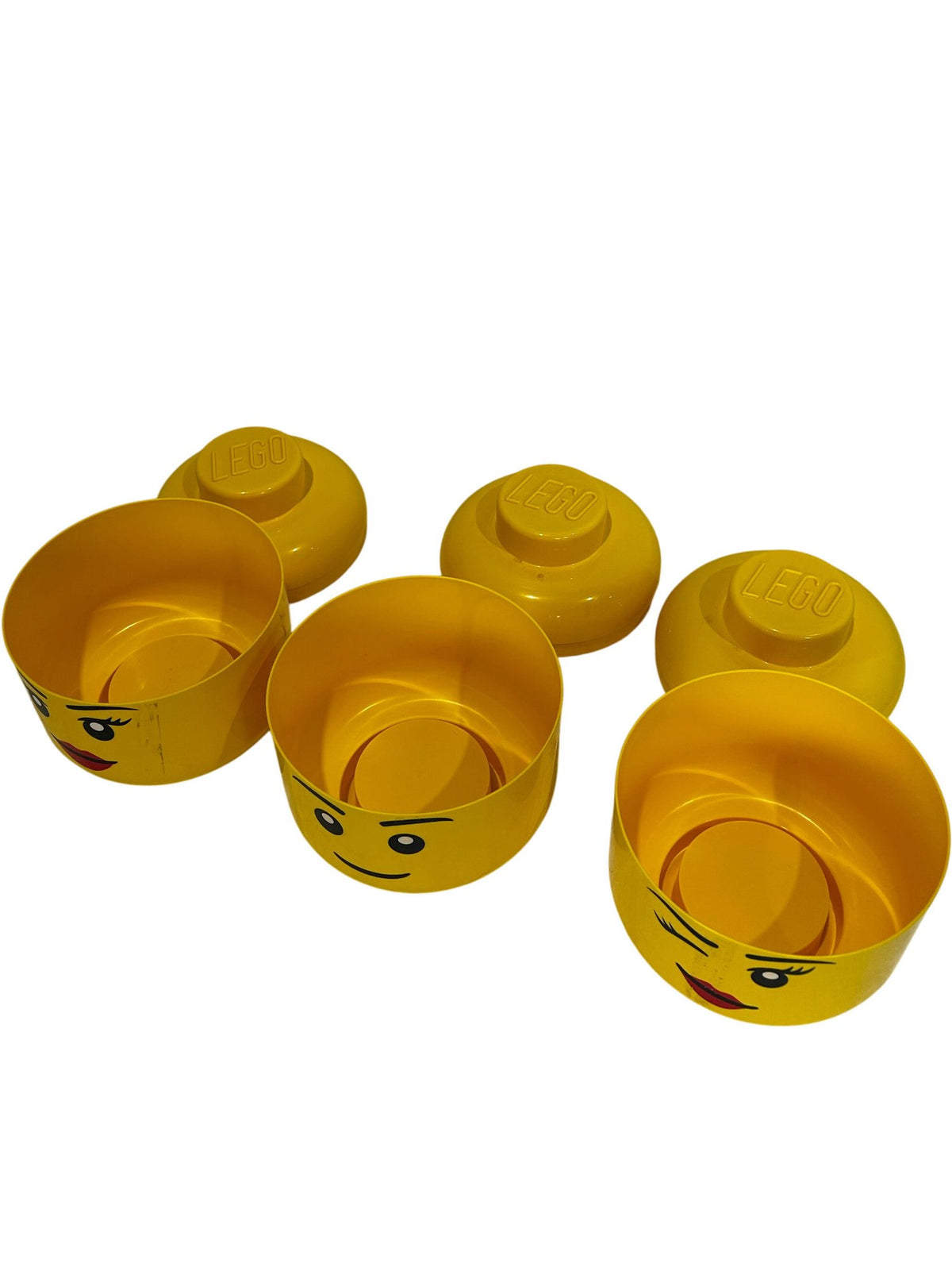 LEGO Large Storage Head Containers Set of 3 Yellow Faces Stackable (Pre-Loved)