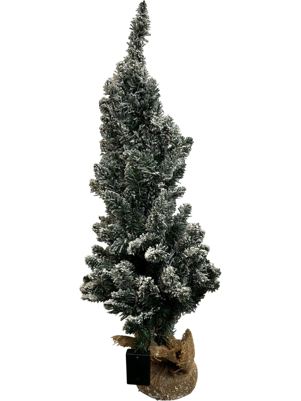 3ft Pre-Lit Snowy Flocked Christmas Tree with Hessian Base (Pre-Loved)