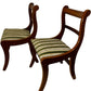 Pair Vintage Style Wooden Dining Chairs Striped Upholstered Seats (Pre-Loved)