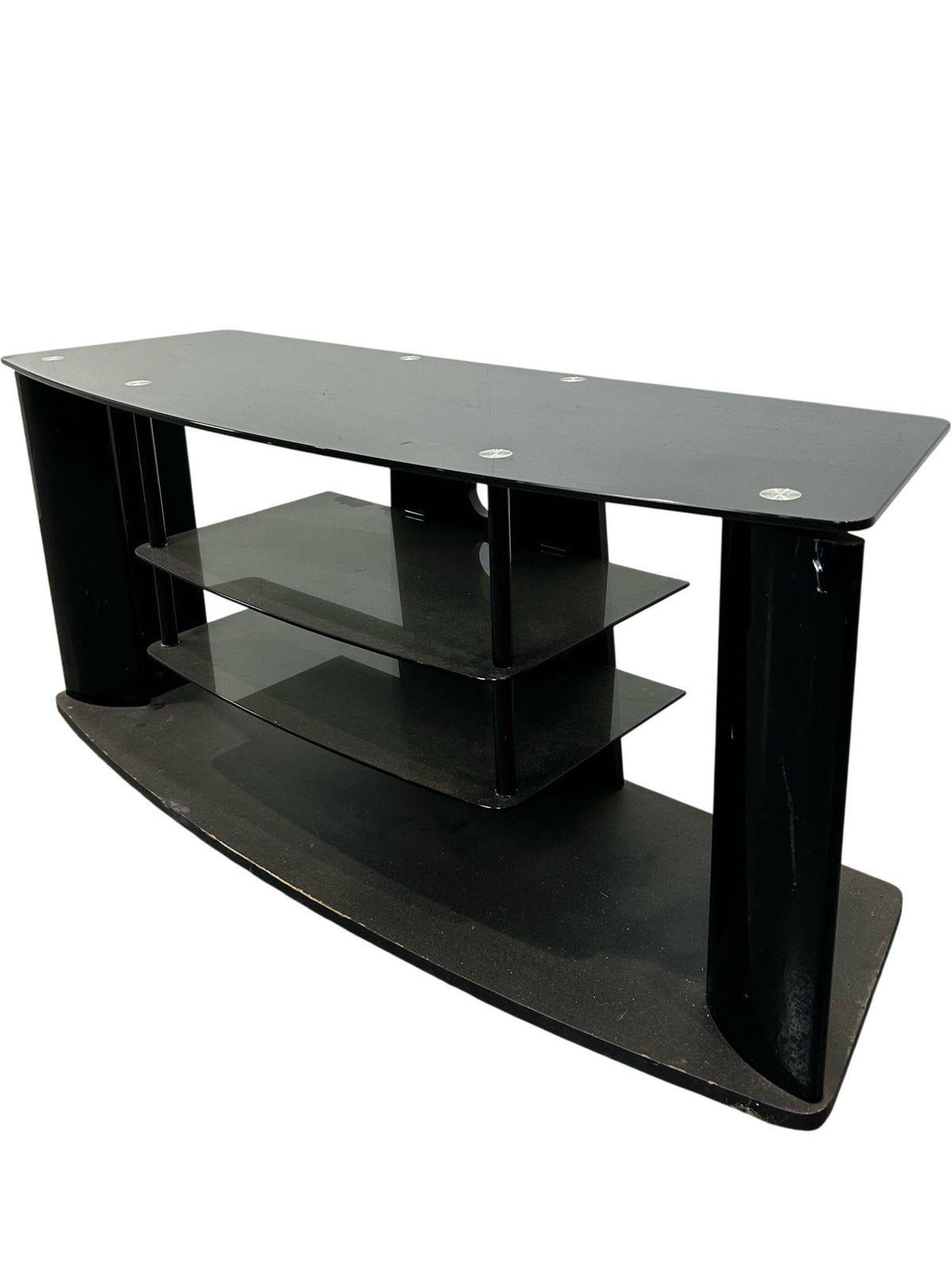 Black Glass 3-Tier TV Stand with Cable Management (Pre-Loved)