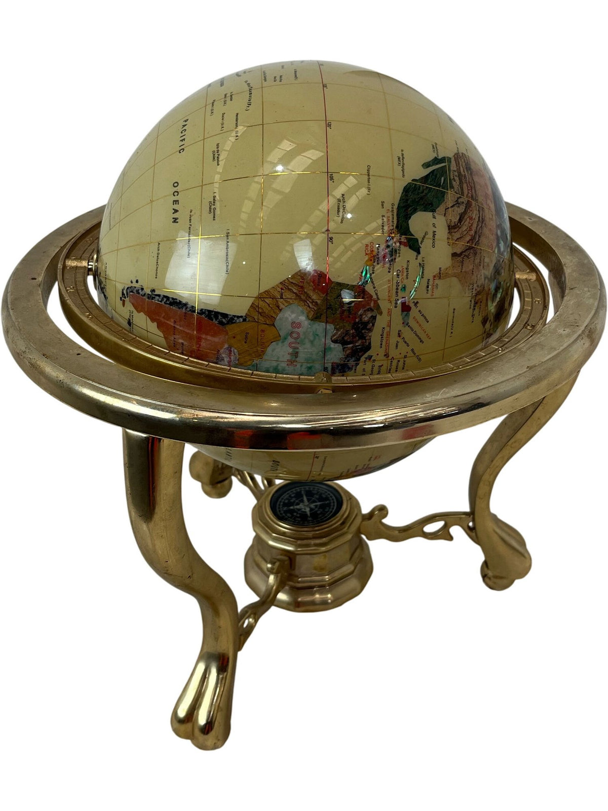 Vintage Mother Of Pearl Style Gemstone Tabletop Globe (Pre-Loved)