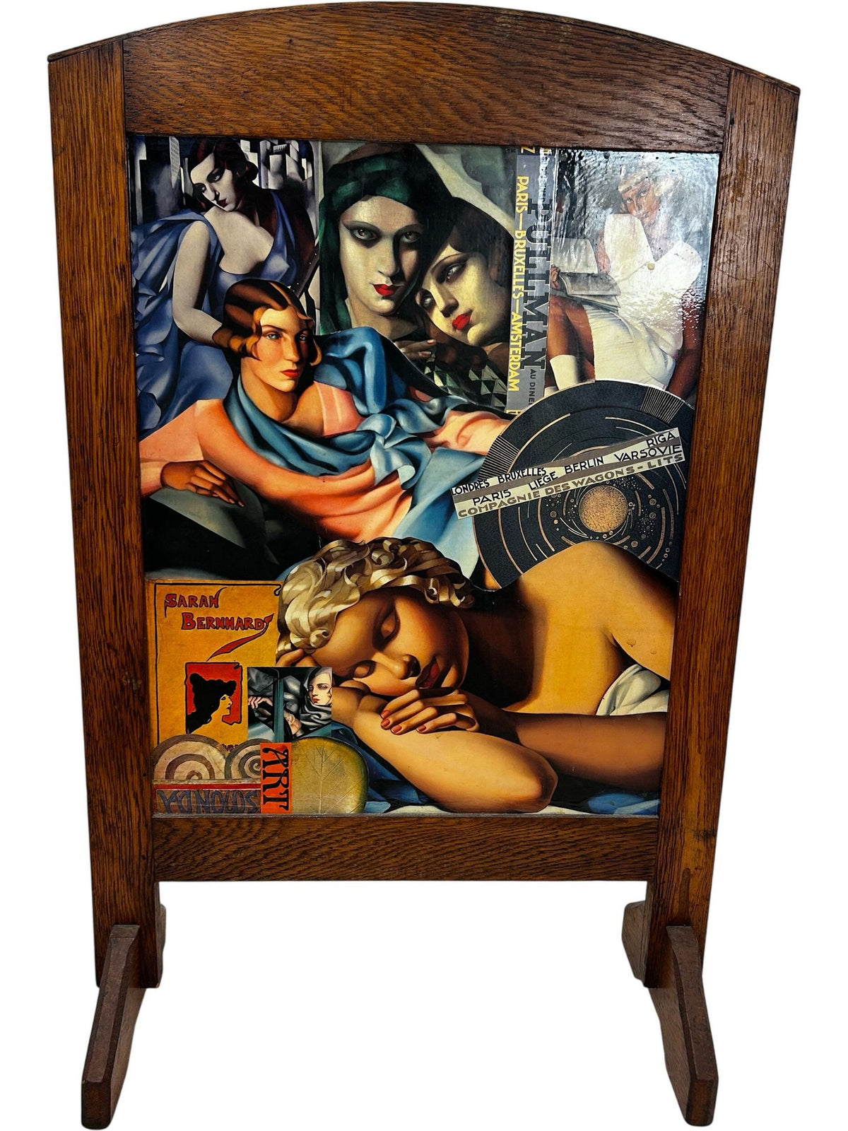 Double-Sided Freestanding Wooden Art Panel Paris Collage (Pre-Loved)