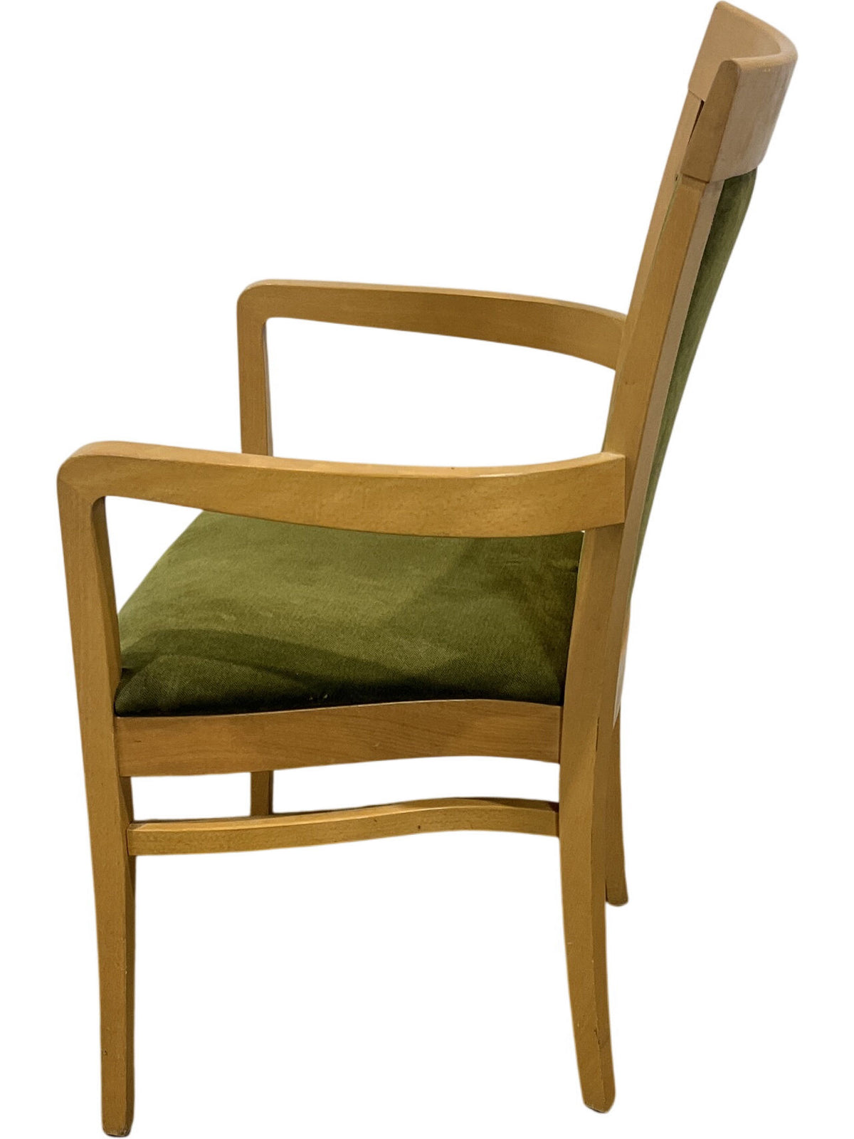 Pair Of Honey Oak Green Moss Upholstered Dining Chairs (Pre-Loved)