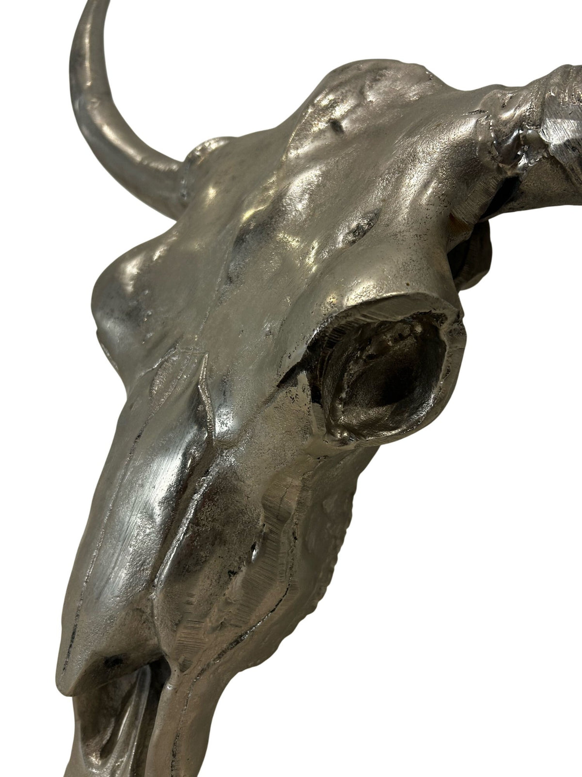Metal Bull Skull Longhorn Wall Sculpture Western Style 70cm (Pre-Loved)