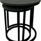 Set of 2 Round Nesting Side Tables Black Metal Frame Grey Tops (Pre-loved)