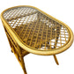 Rattan Style Console Table Oval Glass Top Woven Brown Conservatory (Pre-Loved)