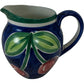Blue Green Ceramic Pitcher Jug Floral Leaf Pattern Pottery Vase (Pre-Loved)