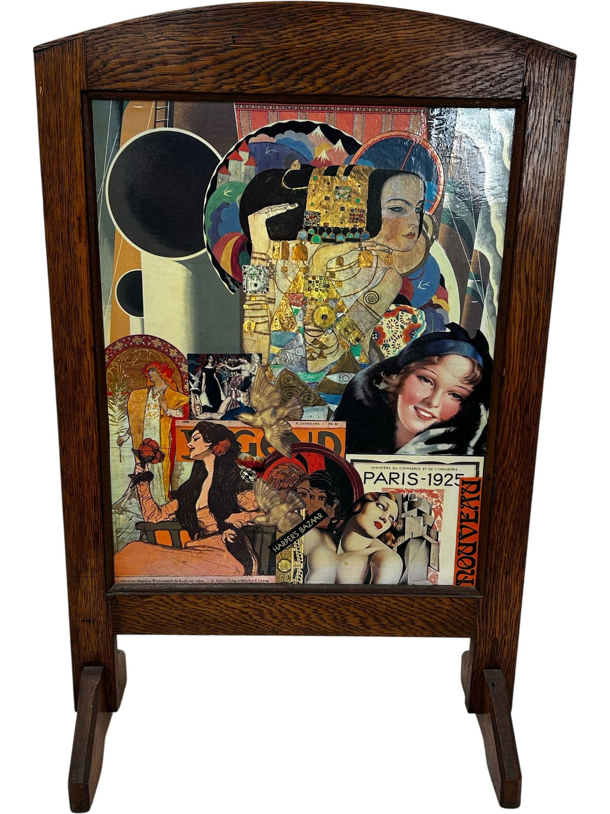 Double-Sided Freestanding Wooden Art Panel Paris Collage (Pre-Loved)