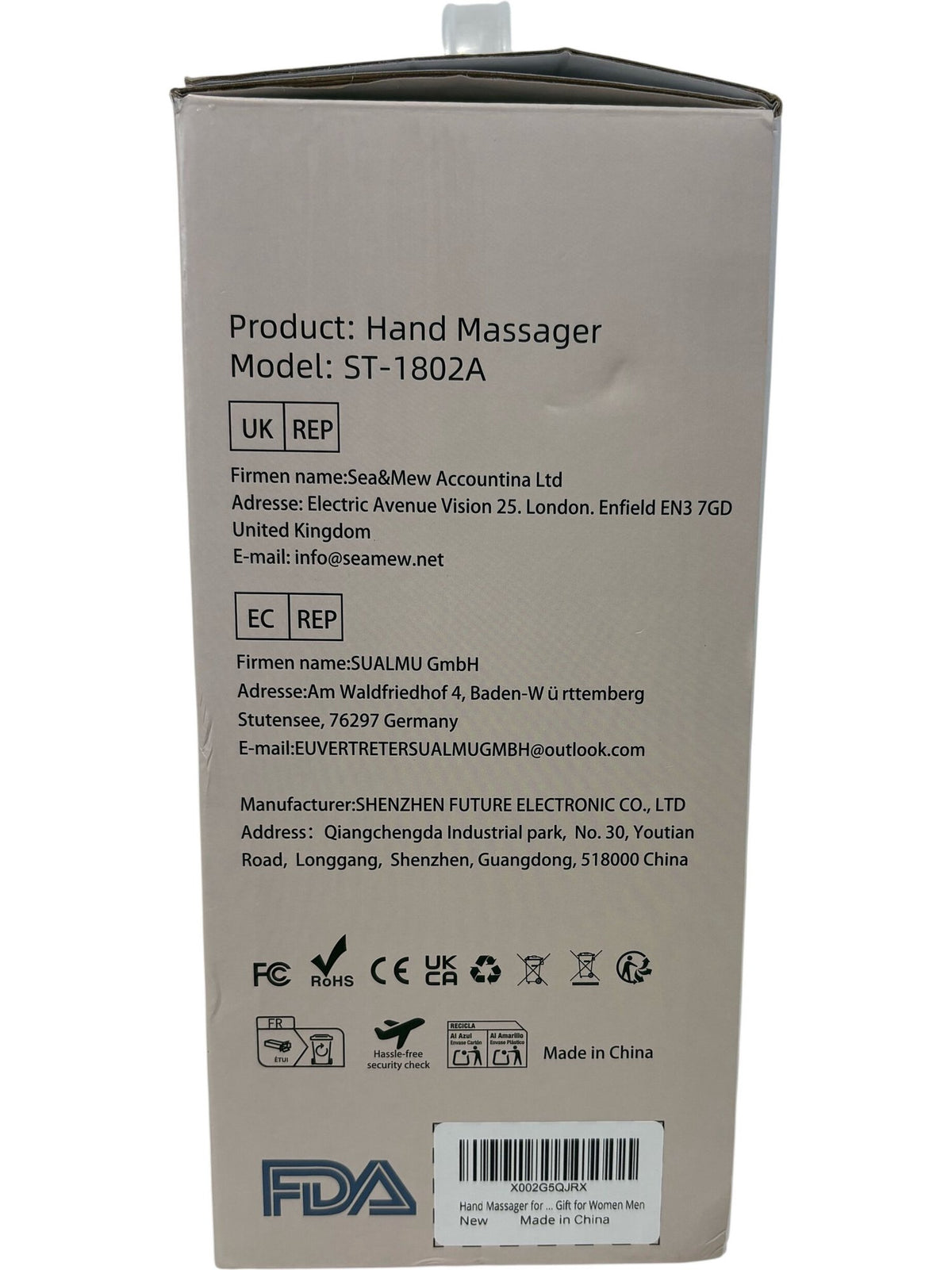 Prisag Smart Hand Massager ST-1802A Warm Compress (Unused)