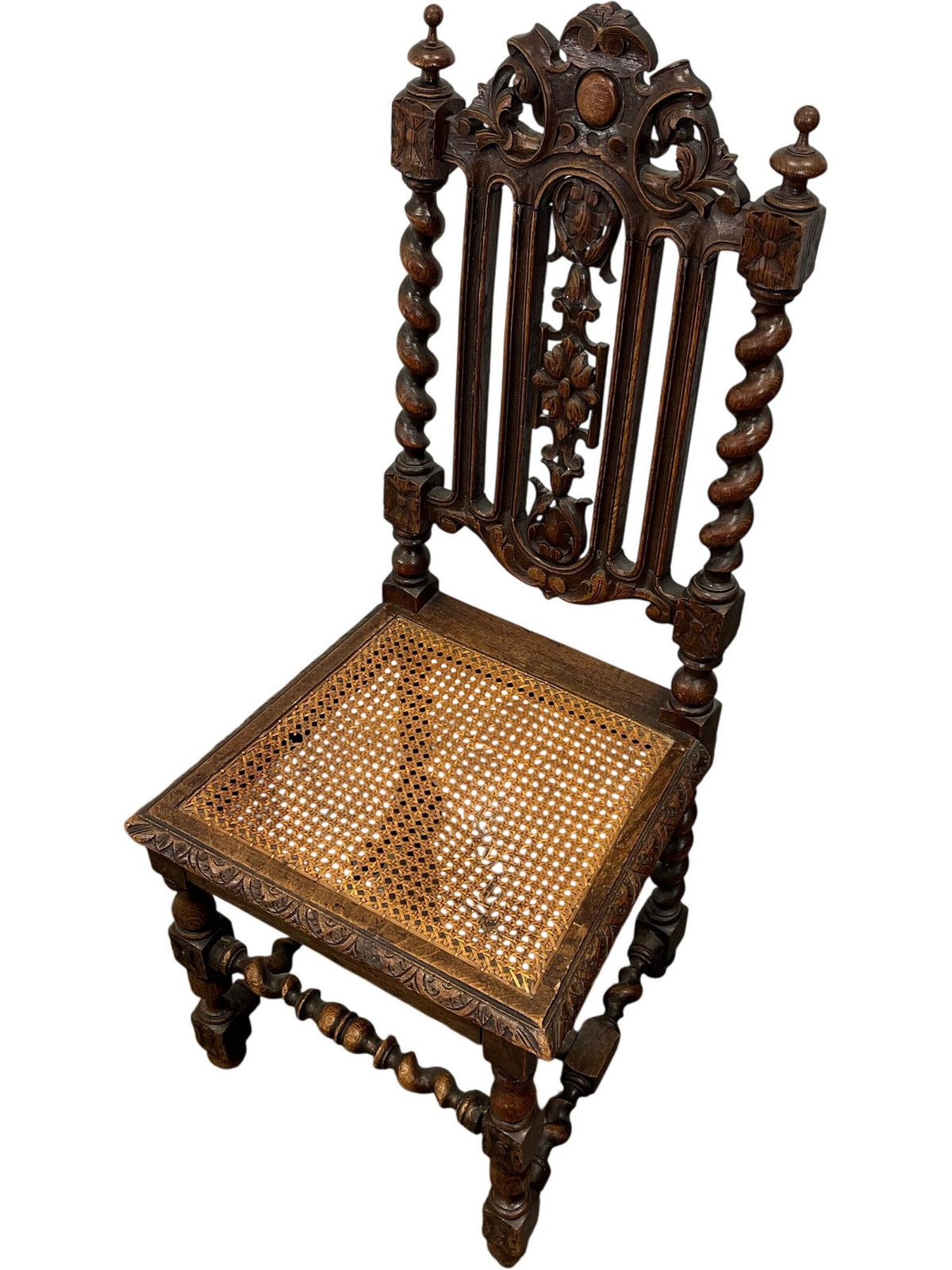 Antique Wooden Baroque Style Chair with Cane Seat (Pre-Loved)