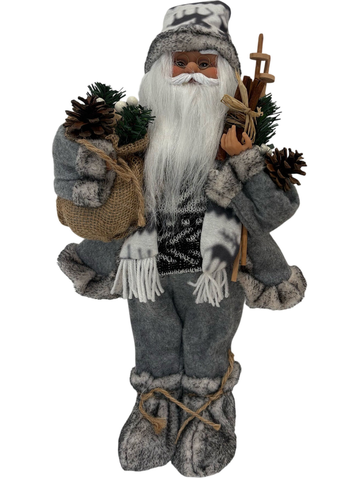 Santa Claus Christmas Figurine Grey 45cm (Pre-Loved)