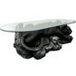 Panther Coffee Table Glass Top Black Big Cat Sculptural Base (Pre-Loved)