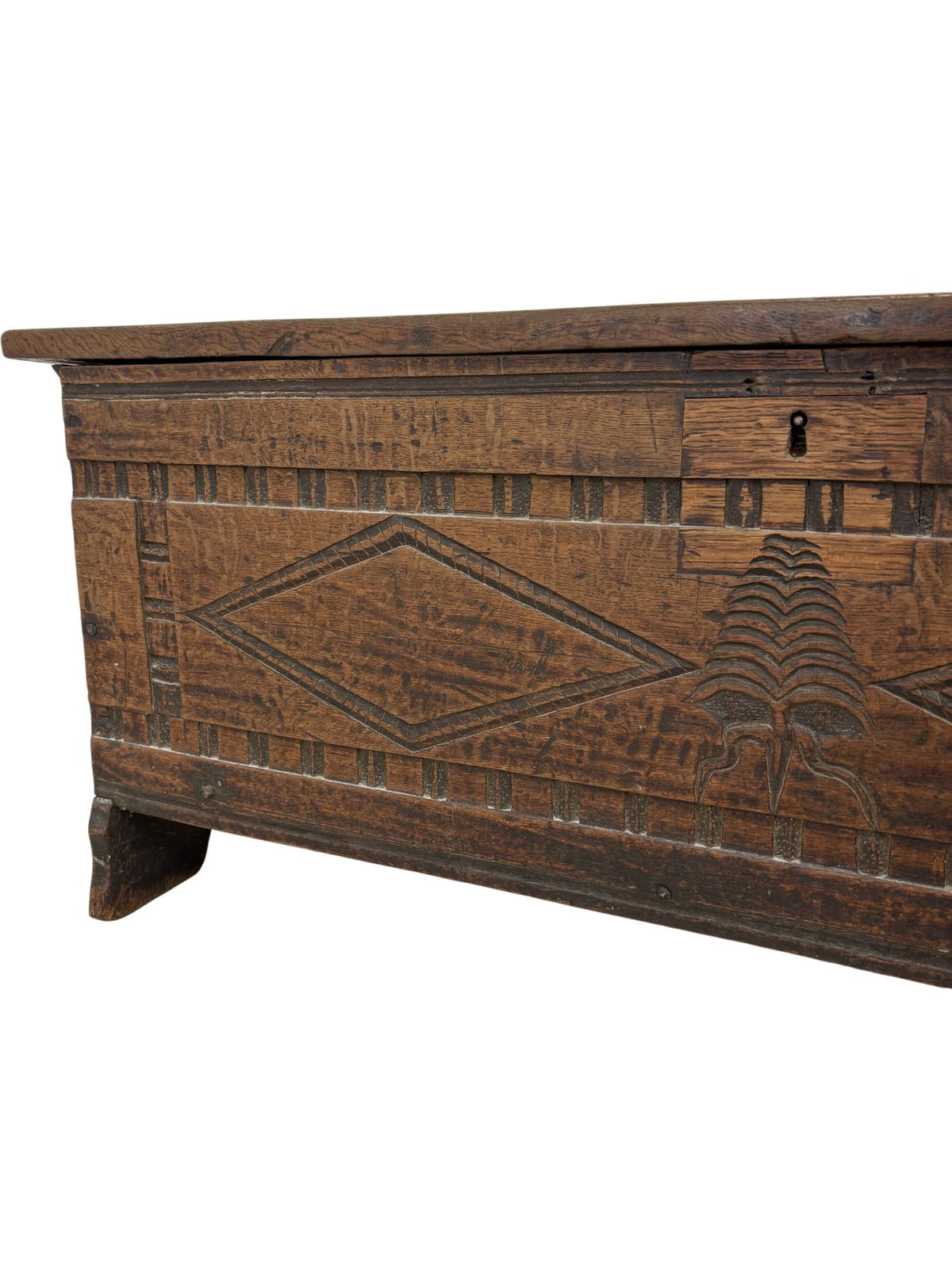 Antique Wooden Storage Chest with Carved Design (Pre-Loved)