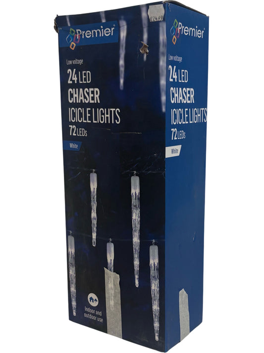 Premier LED Chaser Icicle Lights 24 Pack White